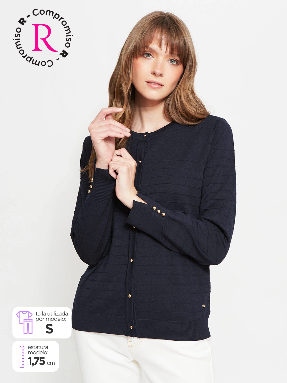 CARDIGAN MUJER CACHAREL BOTONES Y TEXTURA - 1