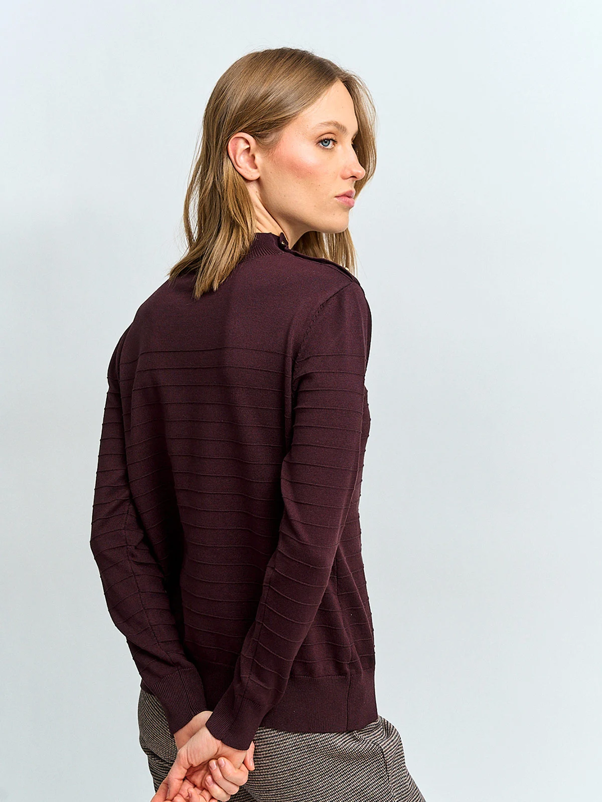 SWEATER MUJER CACHAREL CUELLO MOCK MANGA LARGA BOTONES - 2