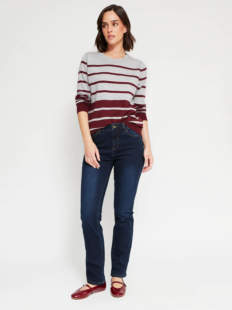 SWEATER MUJER CACHAREL CUELLO REDONDO MANGA LARGA RAYAS - 4