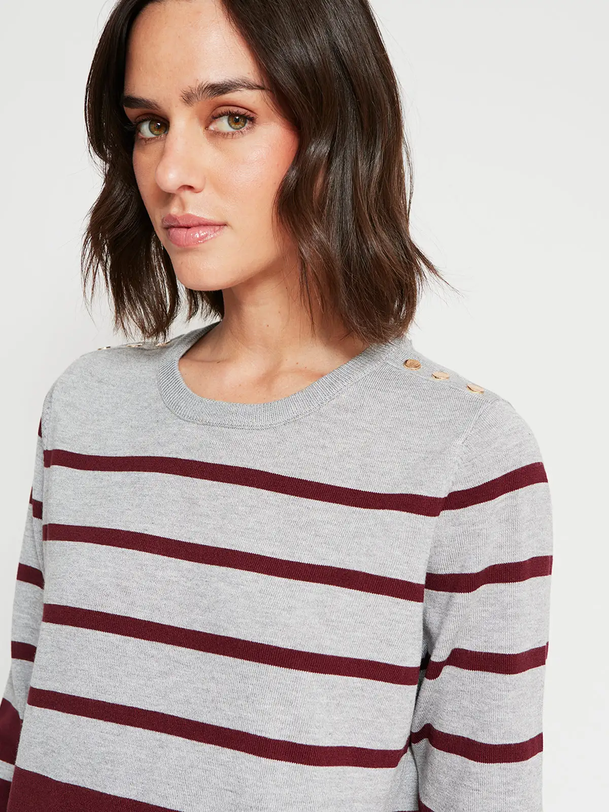 SWEATER MUJER CACHAREL CUELLO REDONDO MANGA LARGA RAYAS - 3