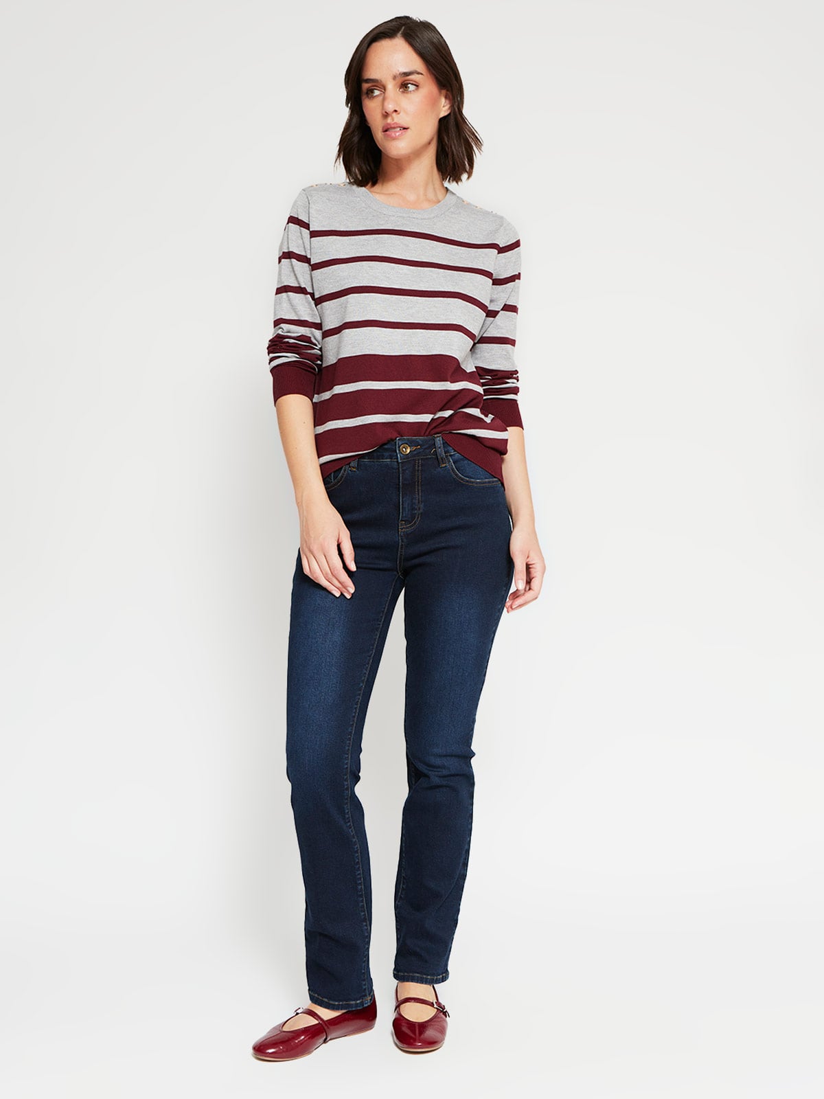 SWEATER MUJER CACHAREL CUELLO REDONDO MANGA LARGA RAYAS - 4