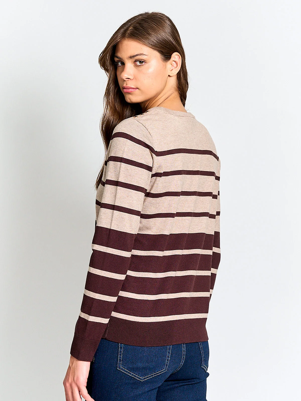 SWEATER MUJER CACHAREL CUELLO REDONDO MANGA LARGA RAYAS - 2