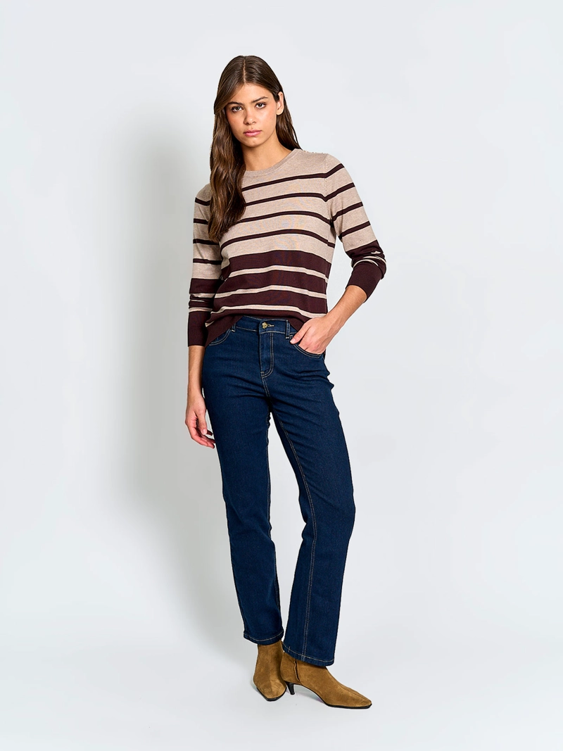 SWEATER MUJER CACHAREL CUELLO REDONDO MANGA LARGA RAYAS - 4