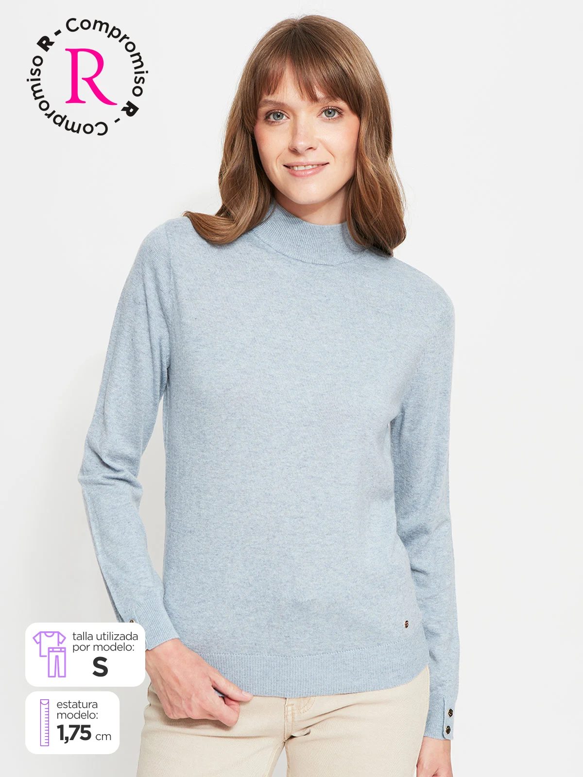 CACHAREL SWEATER MUJER CACHAREL LANA CUELLO ALTO MANGA LARGA