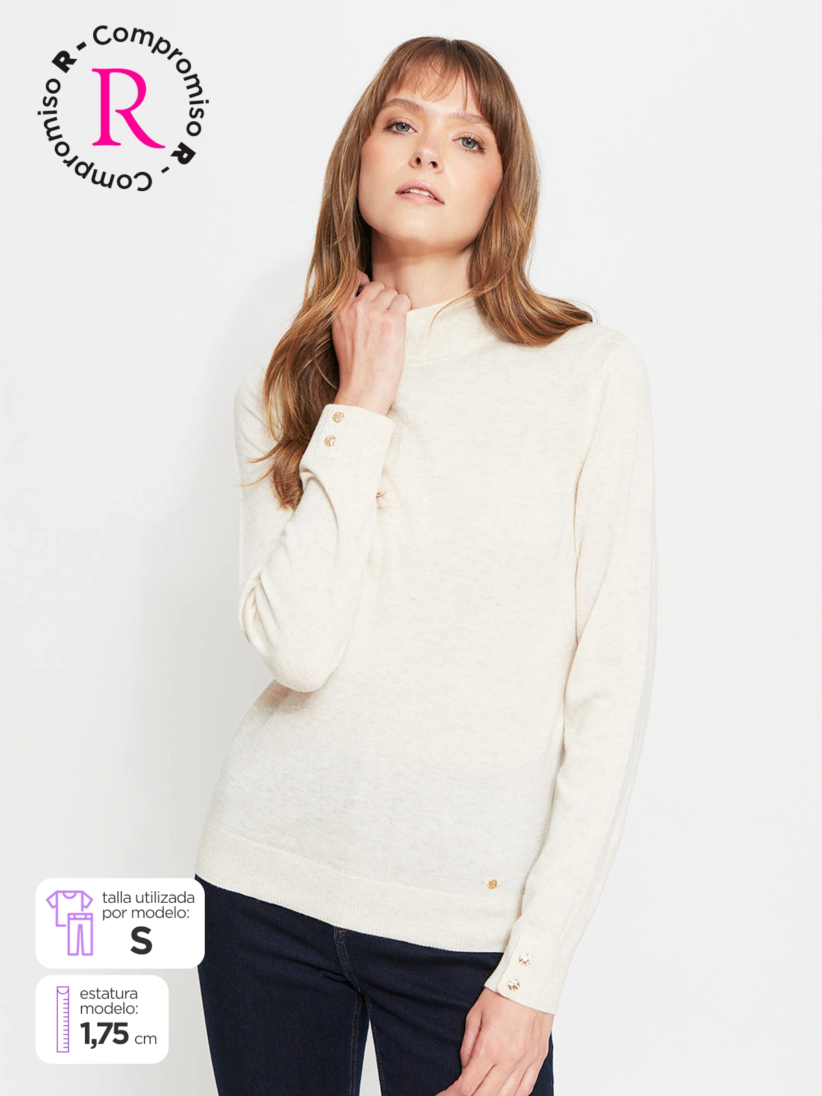 SWEATER MUJER CACHAREL LANA CUELLO ALTO MANGA LARGA - 1