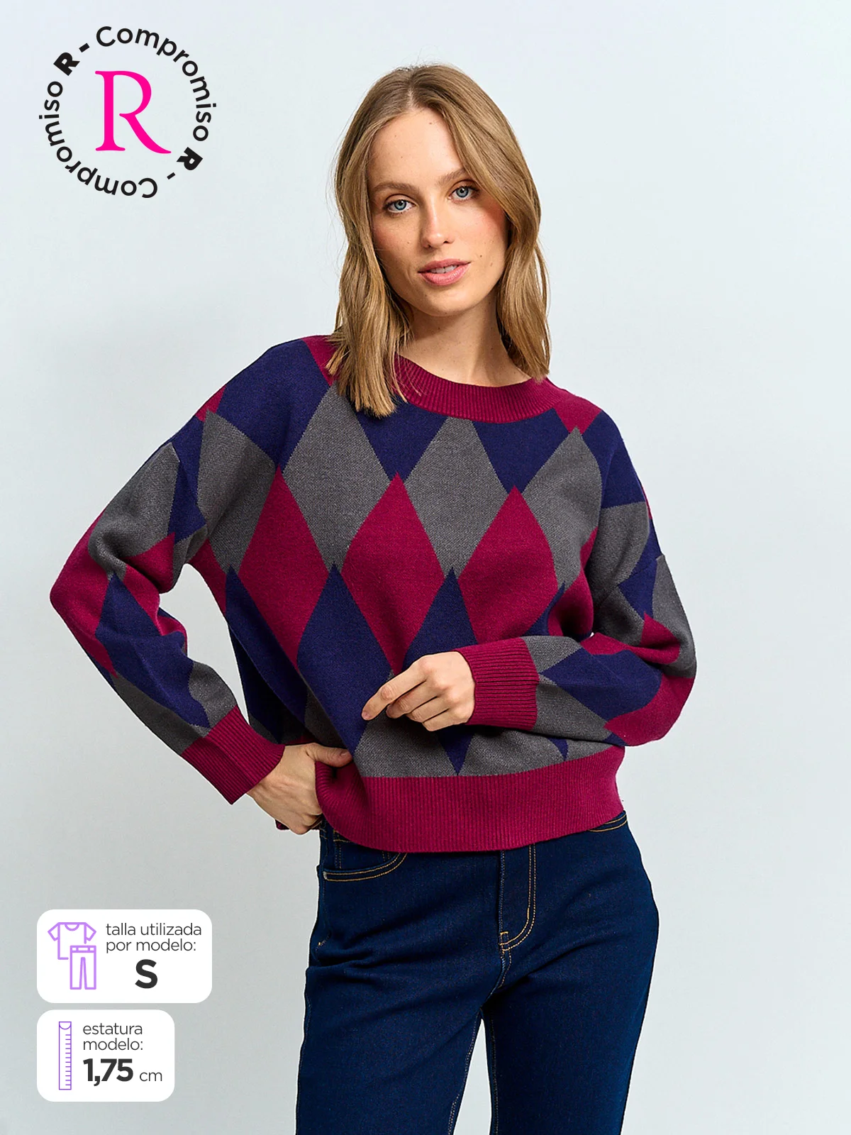 SWEATER MUJER REGATTA MANGA LARGA ROMBOS - 1