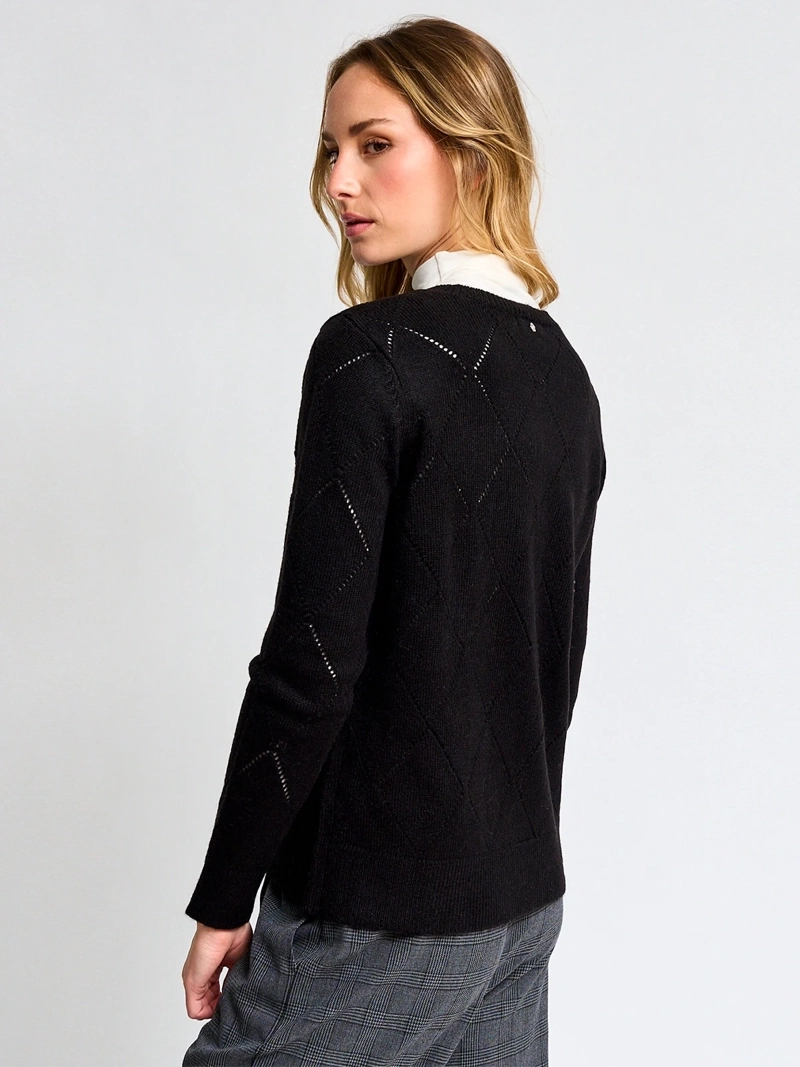 CARDIGAN MUJER CACHAREL LANA CUELLO REDONDO - 2
