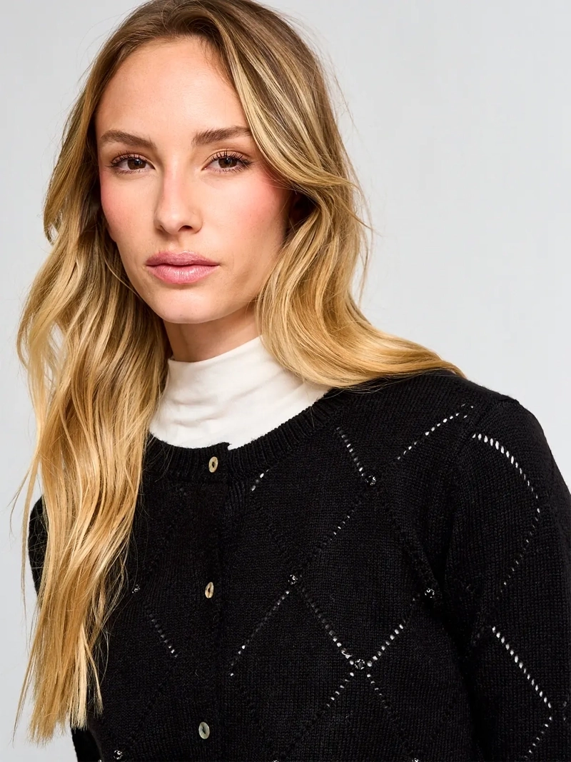 CARDIGAN MUJER CACHAREL LANA CUELLO REDONDO - 3