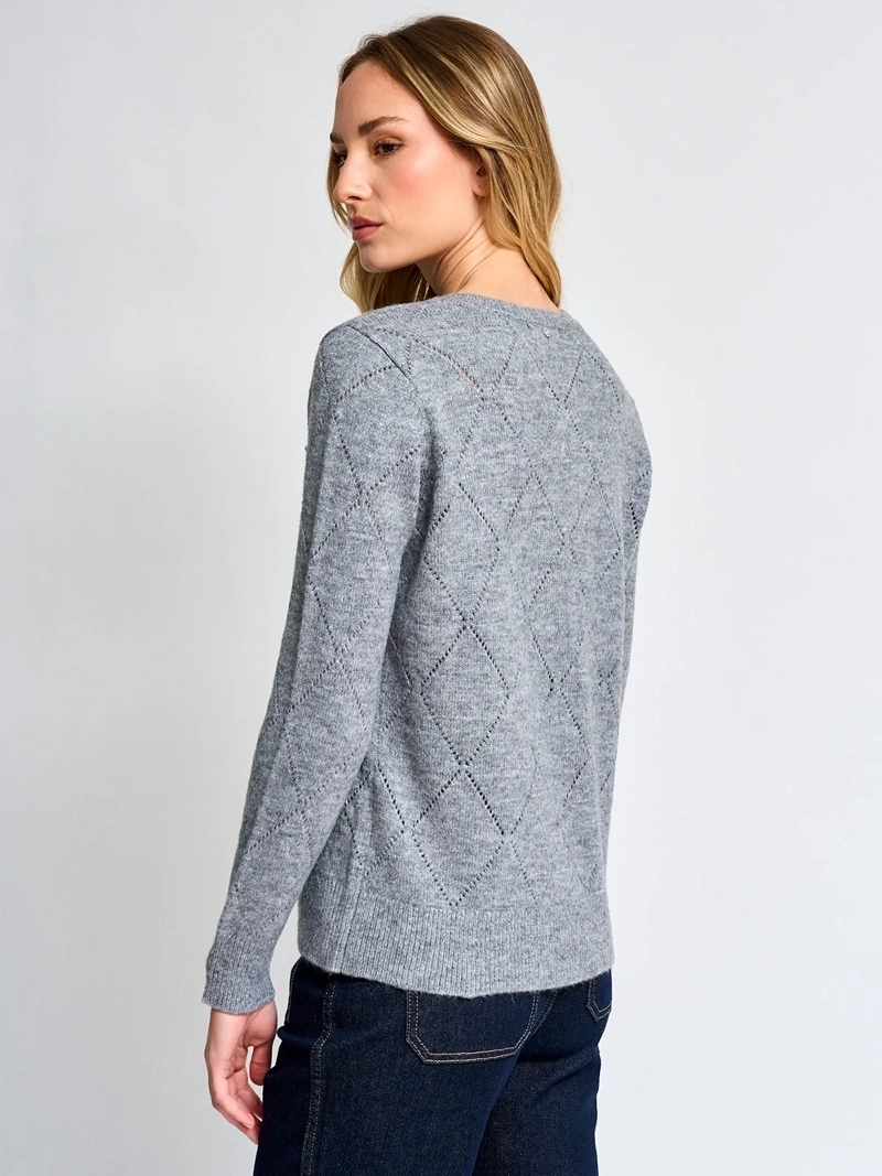 CARDIGAN MUJER CACHAREL LANA CUELLO REDONDO - 2