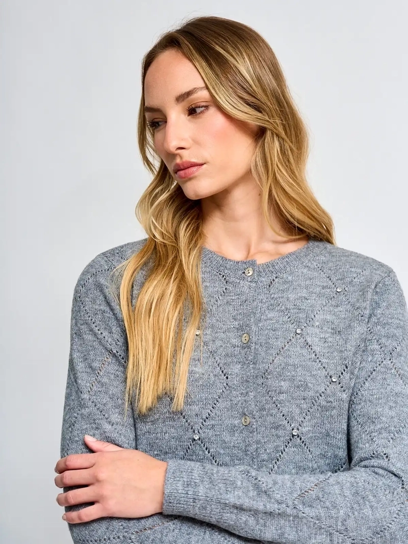 CARDIGAN MUJER CACHAREL LANA CUELLO REDONDO - 3