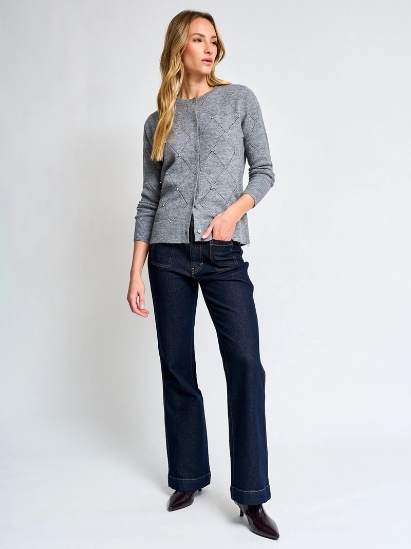 CARDIGAN MUJER CACHAREL LANA CUELLO REDONDO - 4