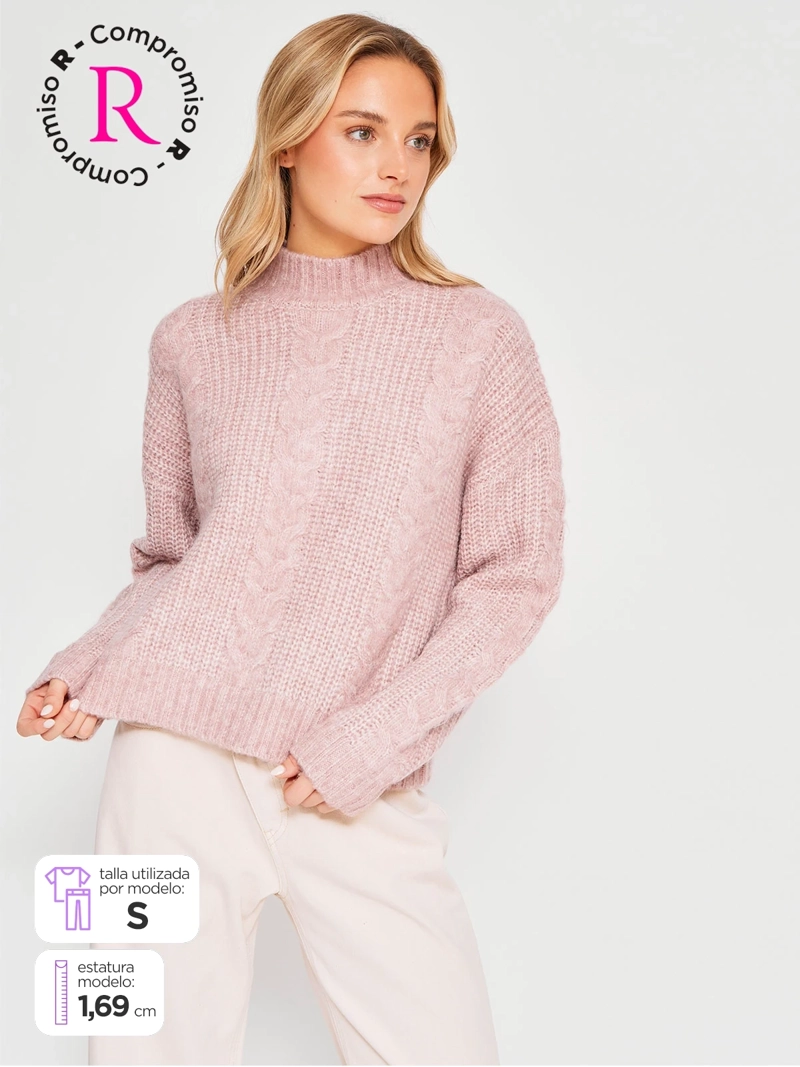 SWEATER MUJER INDEX MANGA LARGA TRENZADO - 1