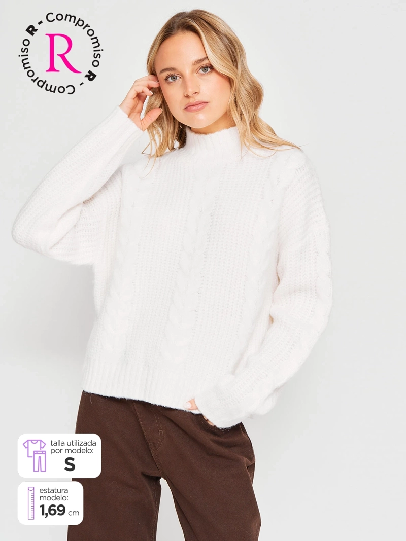 SWEATER MUJER INDEX MANGA LARGA TRENZADO