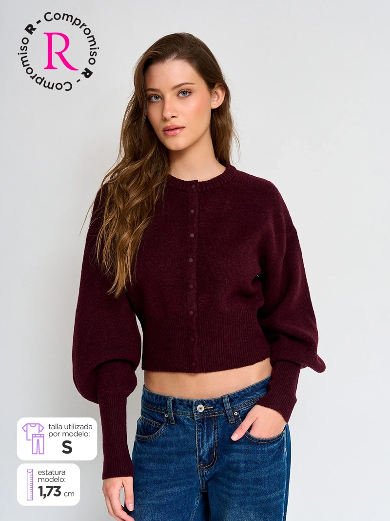 SWEATER MUJER INDEX MANGA LARGA GLOBO - 1