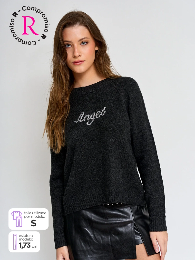 SWEATER MUJER INDEX MANGA LARGA APLICACIONES - 1