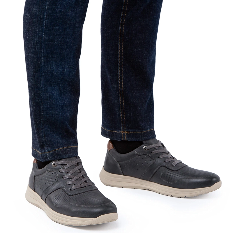 ZAPATILLAS HOMBRE GUANTE CASUALES GRIS CALCUTA CUERO  - 2
