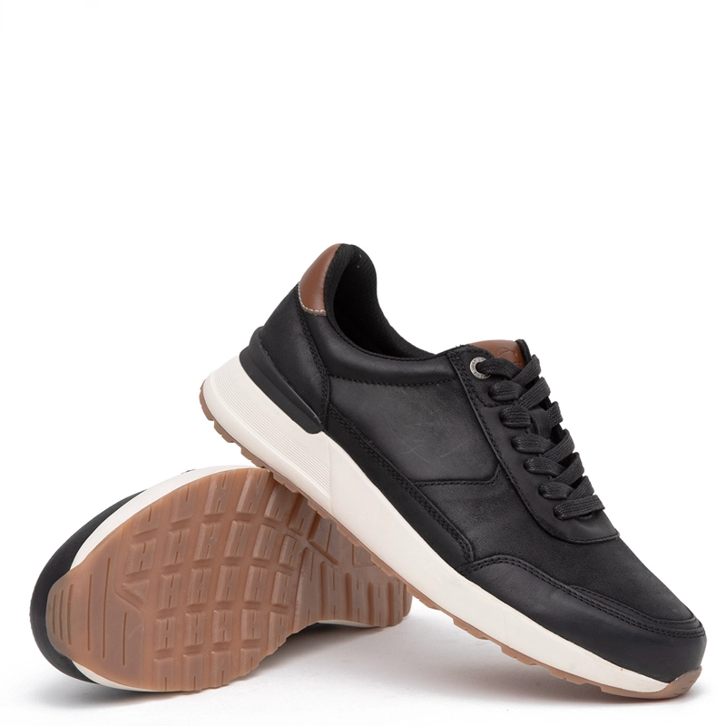 ZAPATILLAS HOMBRE GUANTE CASUALES NEGRO KIOTO CUERO  - 5