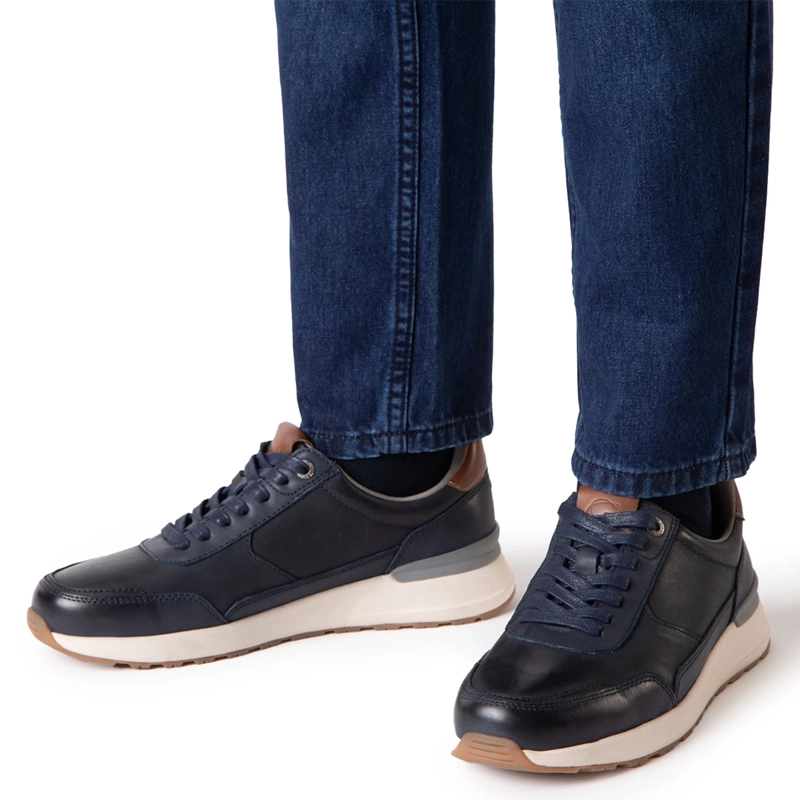 ZAPATILLAS HOMBRE GUANTE CASUALES AZUL KIOTO CUERO  - 2