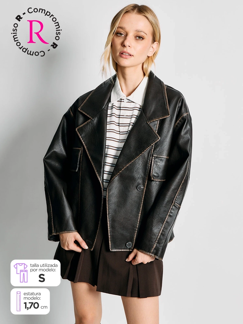 CHAQUETA MUJER INDEX CORTA EFECTO PIEL - 2