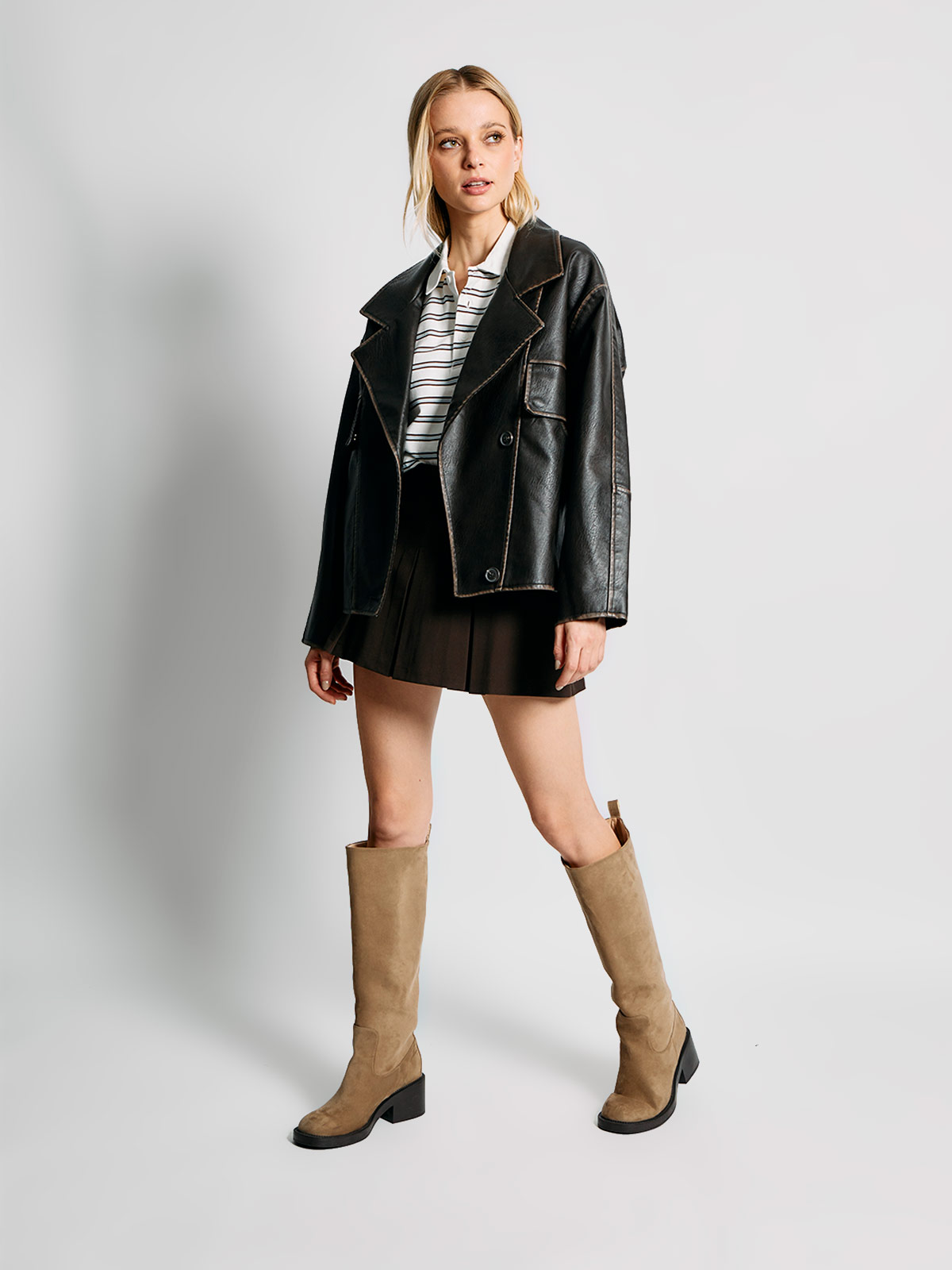 CHAQUETA MUJER INDEX CORTA EFECTO PIEL - 5