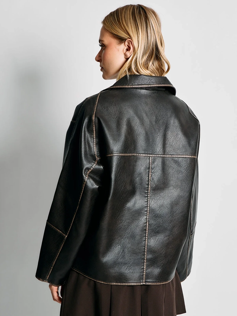 CHAQUETA MUJER INDEX CORTA EFECTO PIEL - 3
