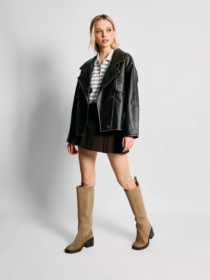 CHAQUETA MUJER INDEX CORTA EFECTO PIEL - 5
