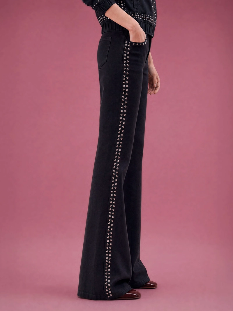 JEANS MUJER MARIA CHER X MARQUIS ALGODÓN FLARE TACHAS - 2