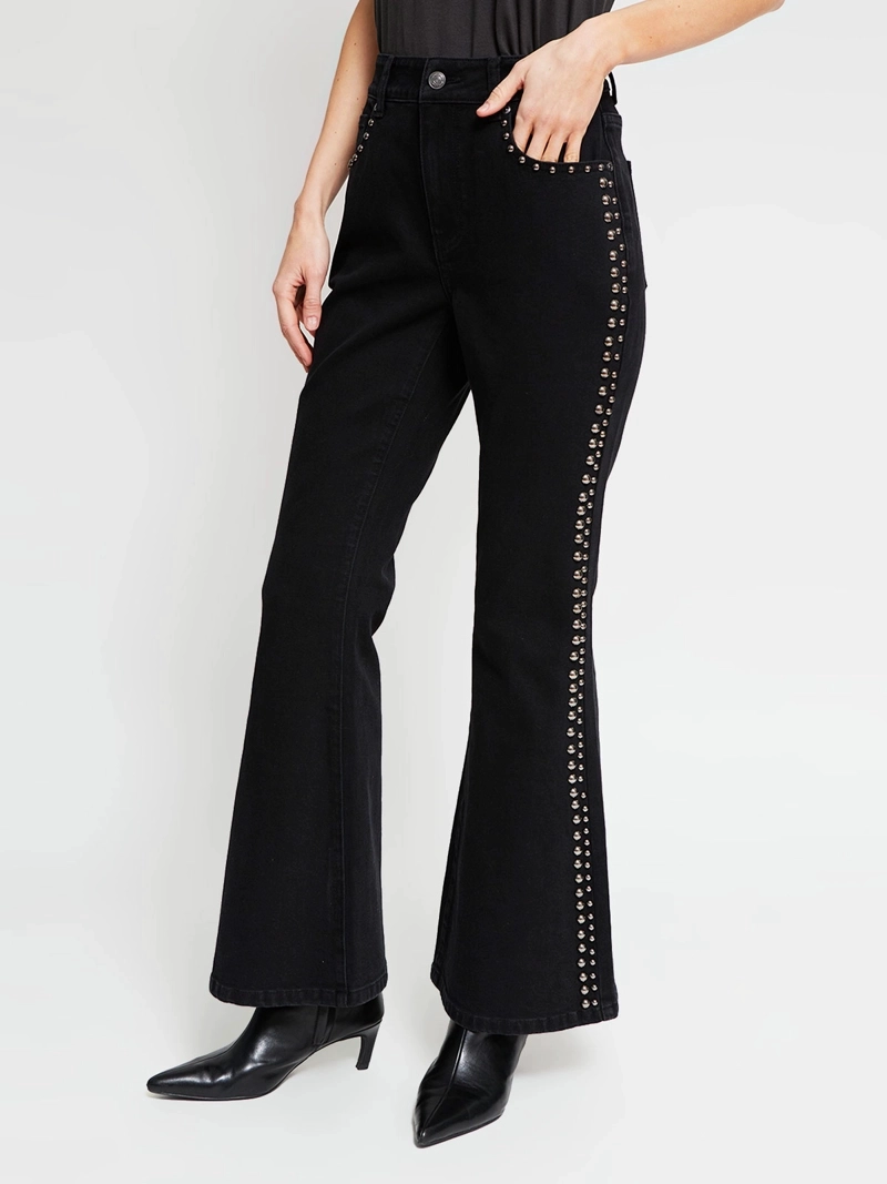 JEANS MUJER MARIA CHER X MARQUIS ALGODÓN FLARE TACHAS - 4