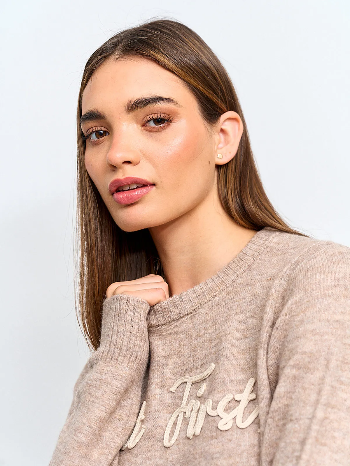 SWEATER MUJER INDEX MANGA LARGA BORDADO - 3