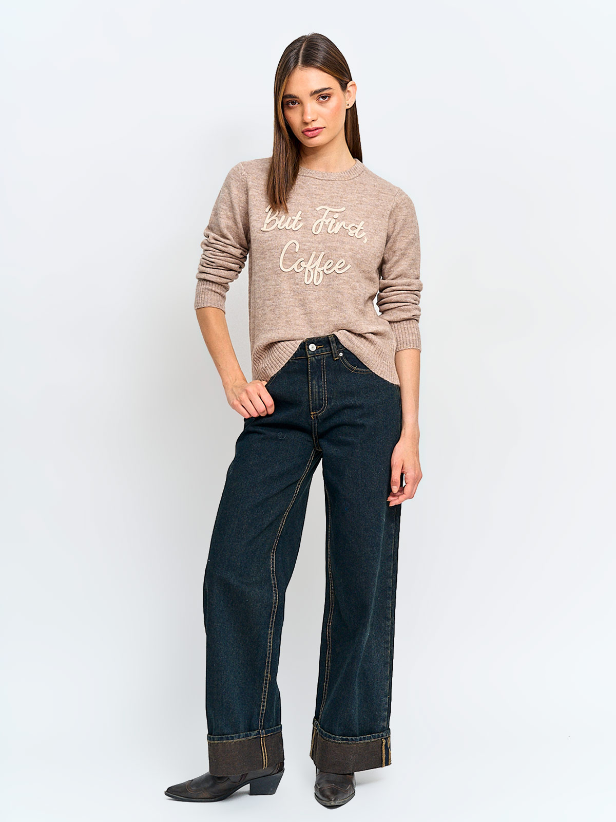 SWEATER MUJER INDEX MANGA LARGA BORDADO - 4