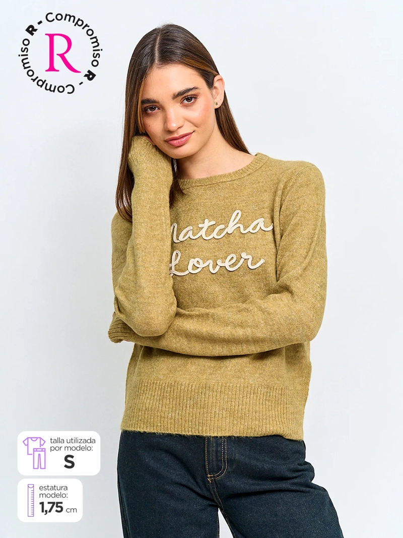 SWEATER MUJER INDEX MANGA LARGA BORDADO - 2