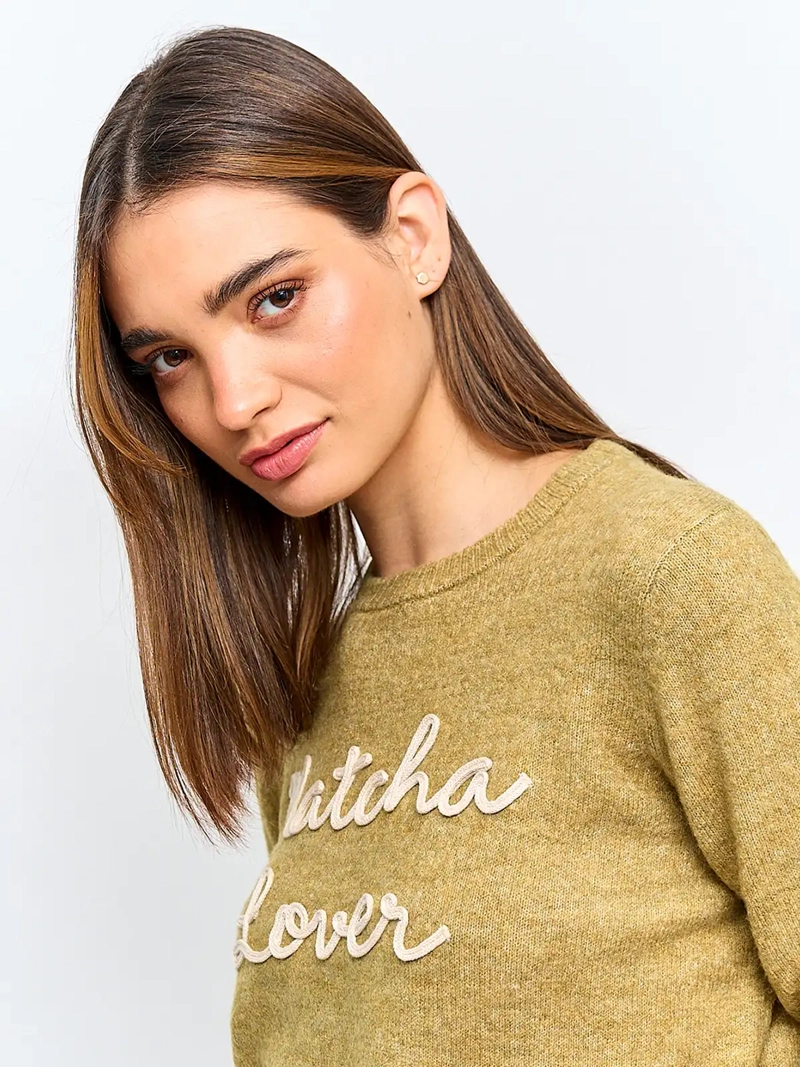 SWEATER MUJER INDEX MANGA LARGA BORDADO - 4