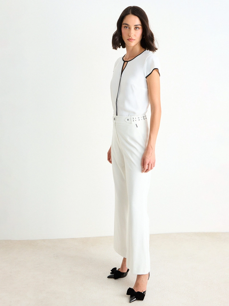 PANTALÓN MUJER ASH FLARE LISO CINTURÓN TACHAS - 2