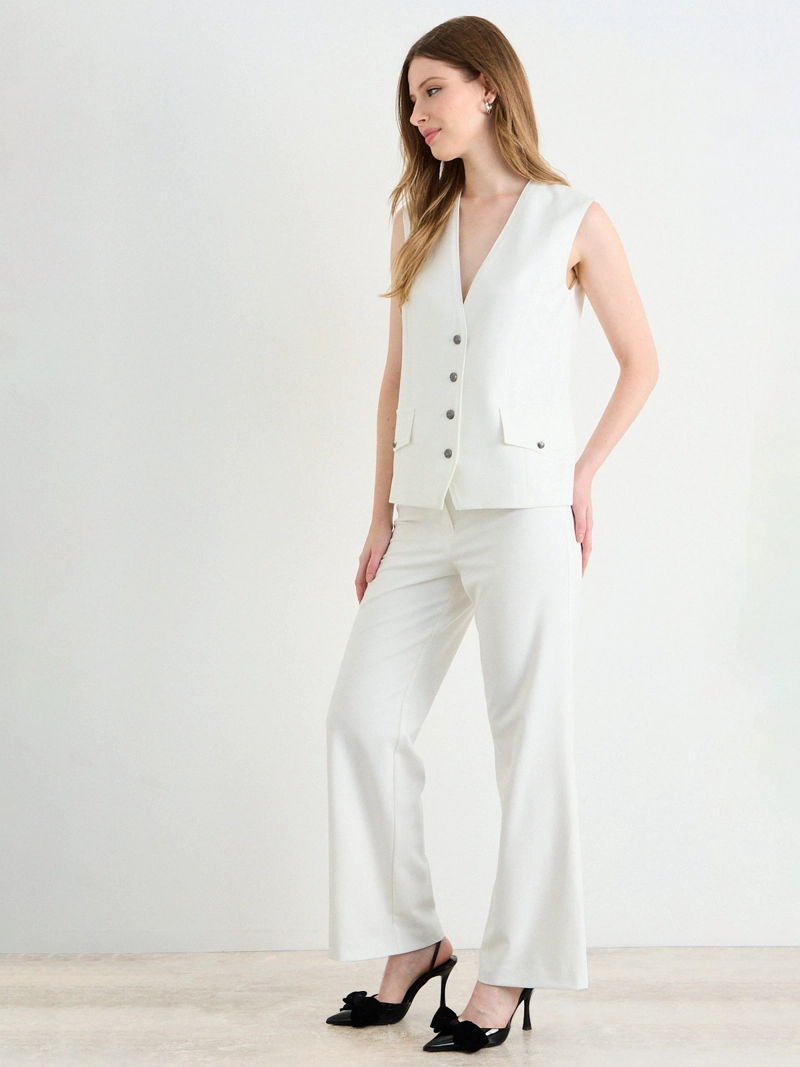 GILET MUJER ASH LISO ENTALLADO BOTONES - 2