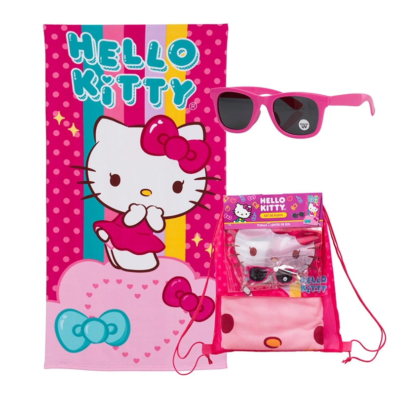 SET TOALLA DE PLAYA + LENTES SANRIO HELLO-KITTY PUNTOS - 1