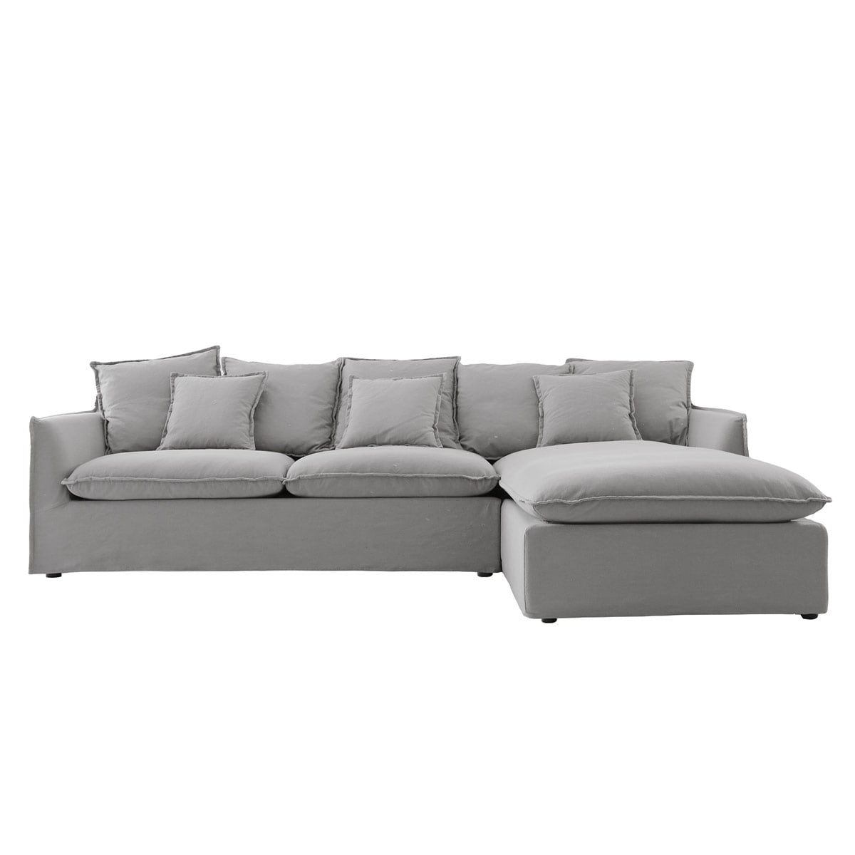 SOFÁ SECCIONAL DERECHO MAISON LINETT STARK 3 CUERPOS LINO GRIS - 1
