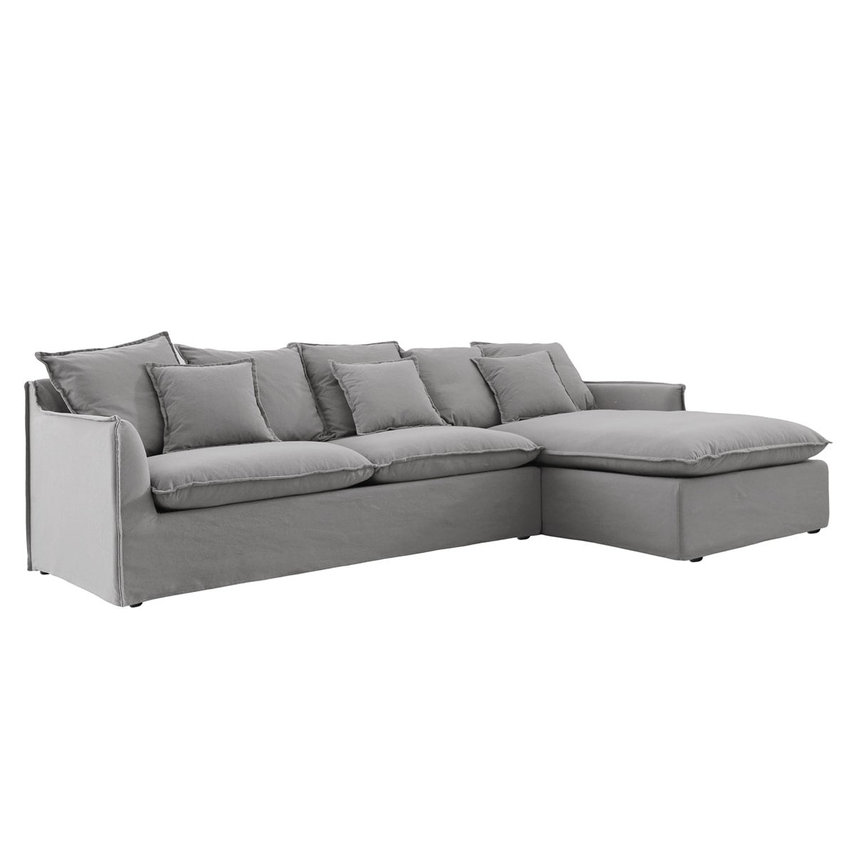 SOFÁ SECCIONAL DERECHO MAISON LINETT STARK 3 CUERPOS LINO GRIS - 2