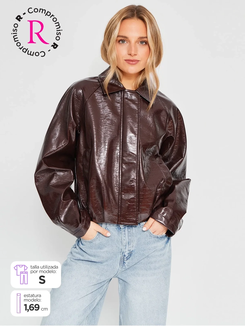 CHAQUETA MUJER INDEX CORTA EFECTO PIEL - 1
