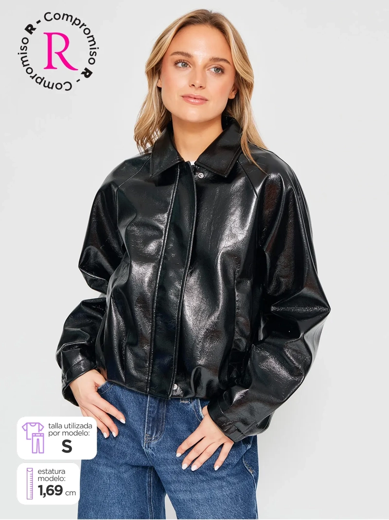 CHAQUETA MUJER INDEX CORTA EFECTO PIEL - 1