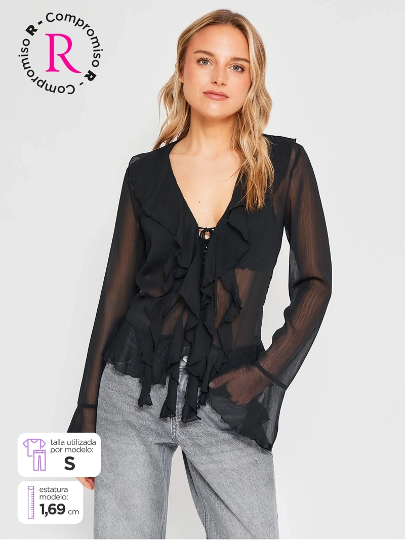 BLUSA MUJER INDEX MANGA LARGA VUELOS - 1