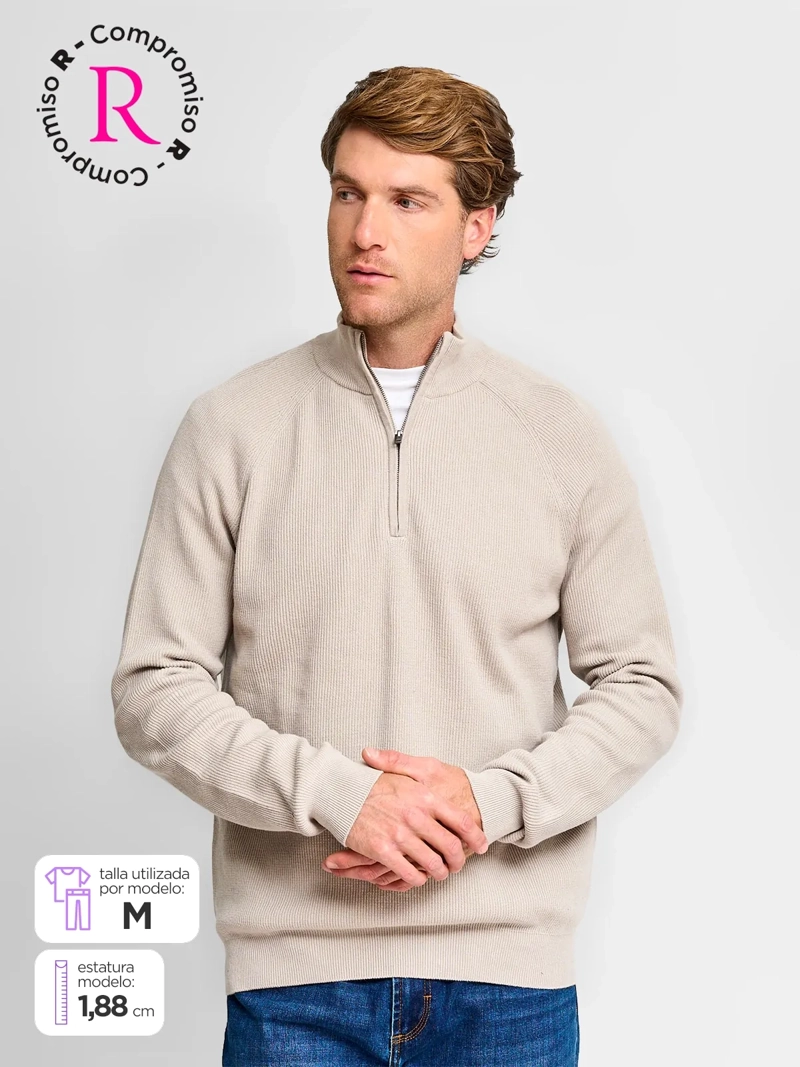 SWEATER HOMBRE MARQUIS ALGODÓN HALF ZIPPER TEXTURA - 1