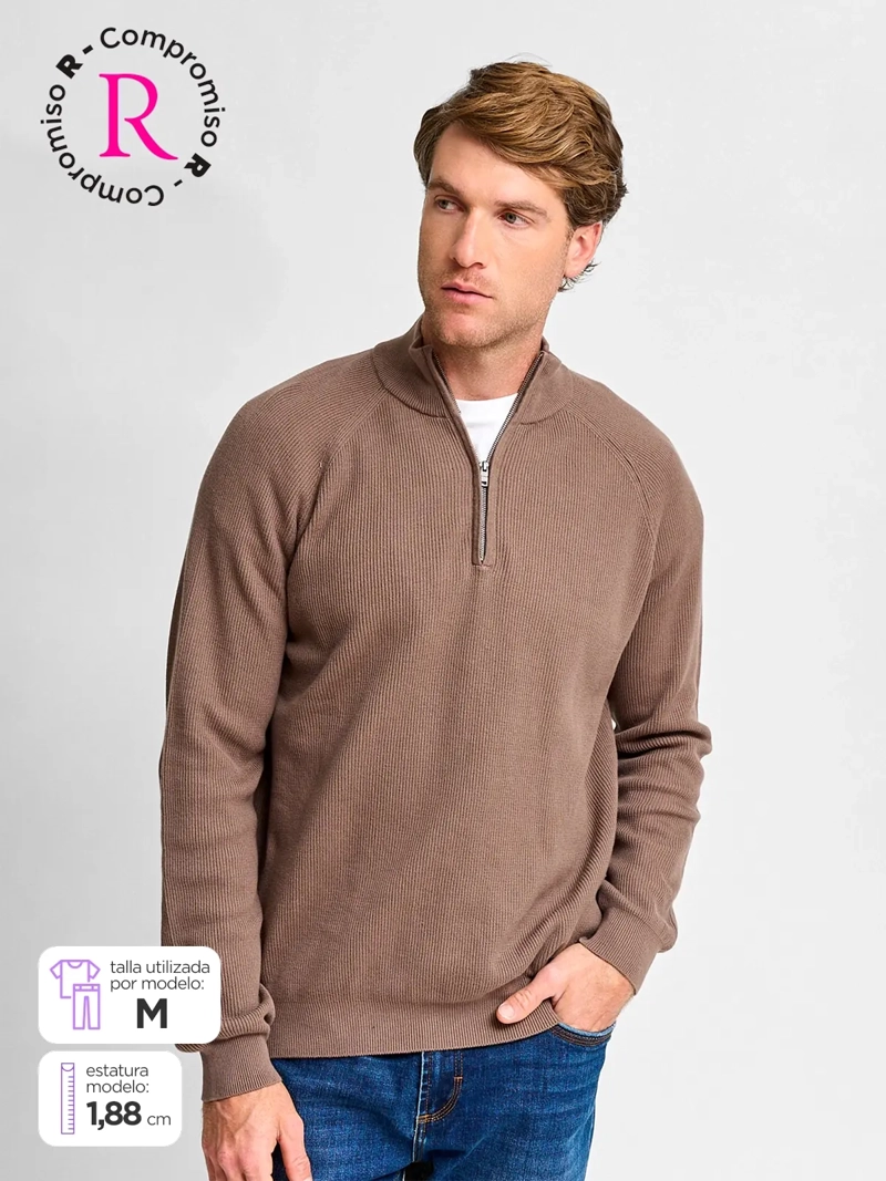 SWEATER HOMBRE MARQUIS ALGODÓN HALF ZIPPER TEXTURA - 1