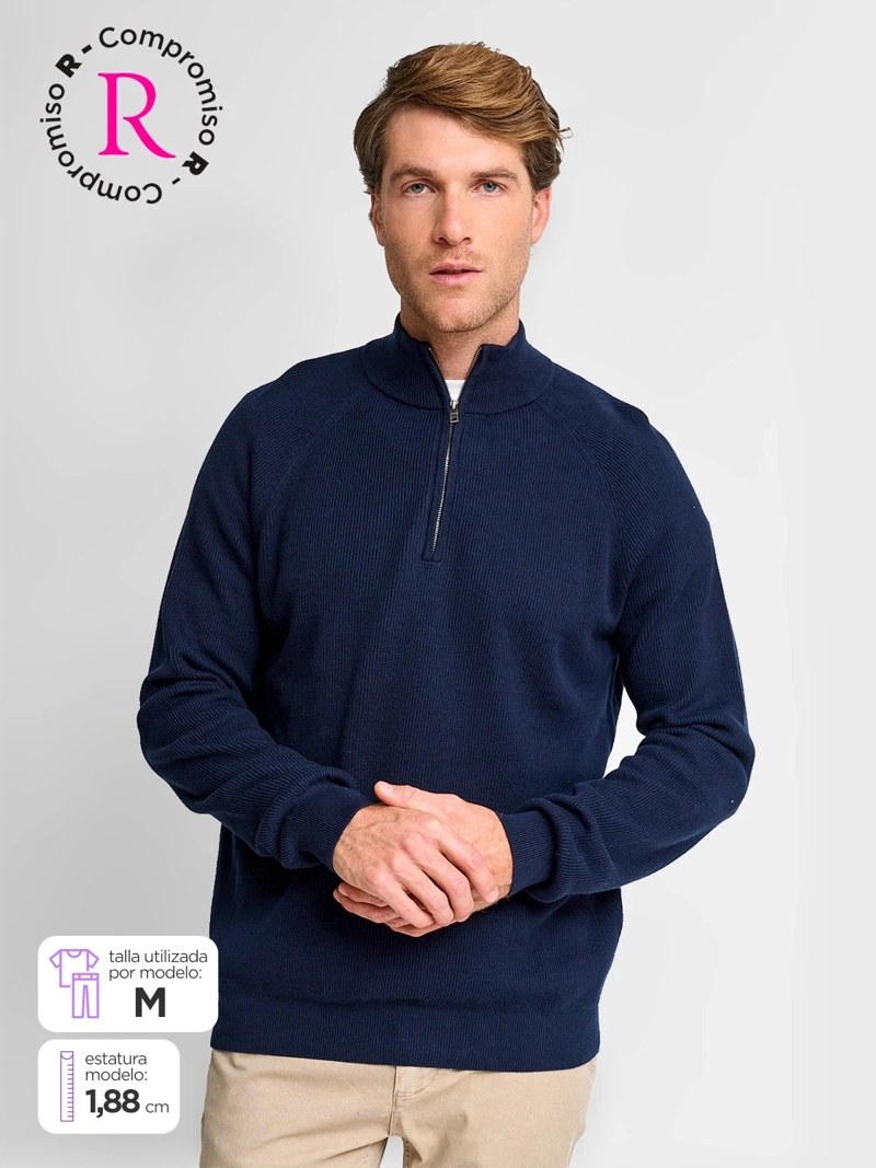 SWEATER HOMBRE MARQUIS ALGODÓN HALF ZIPPER TEXTURA - 1