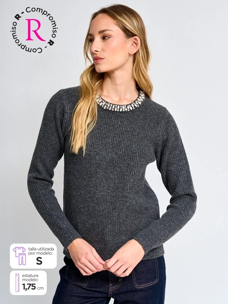 SWEATER MUJER CACHAREL LANA CUELLO REDONDO
