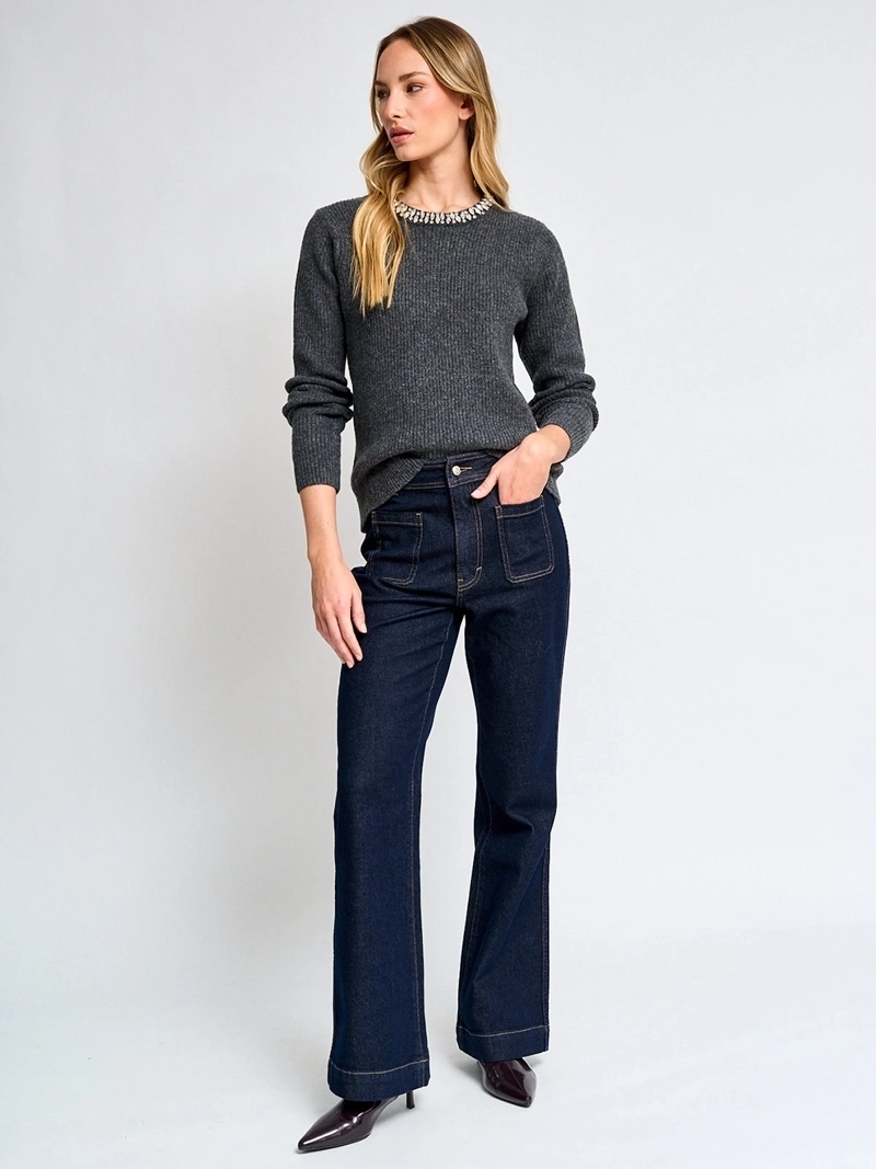 SWEATER MUJER CACHAREL LANA CUELLO REDONDO - 4