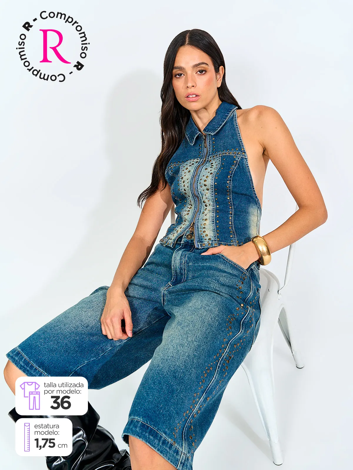 SHORT MUJER INDEX ALGODÓN LARGO TACHAS - 3