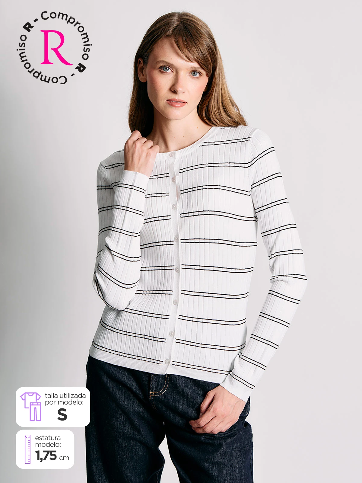 CARDIGAN MUJER MARQUIS ACANALADO RAYAS - 1