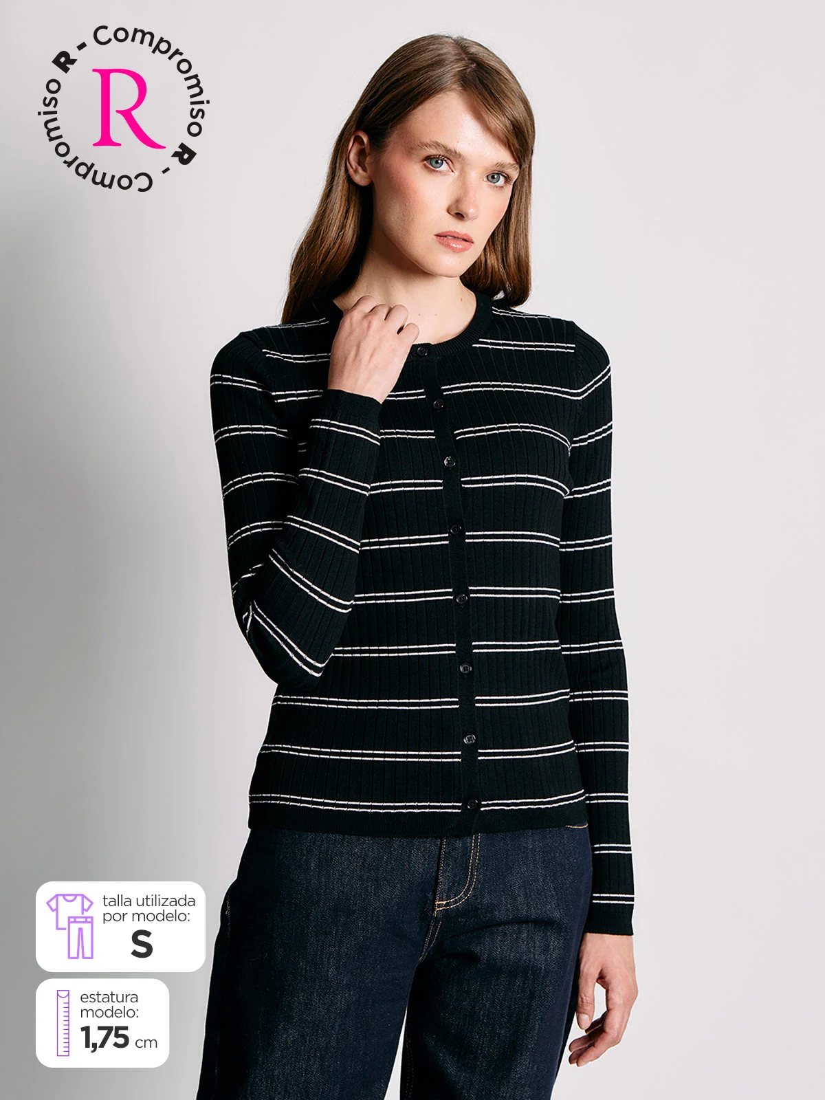 CARDIGAN MUJER MARQUIS ACANALADO RAYAS - 1