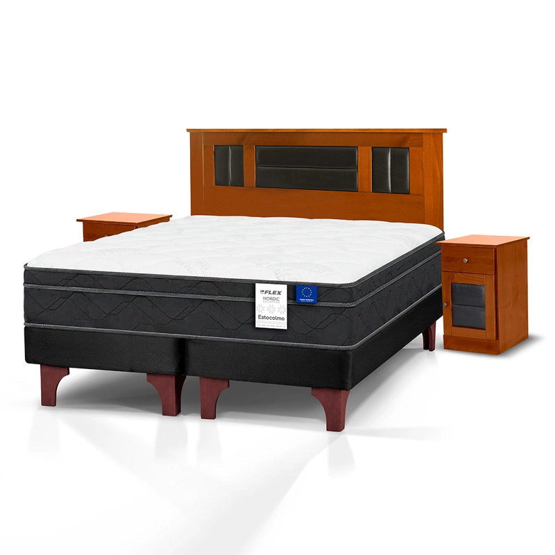 CAMA EUROPEA FLEX ESTOCOLMO 2 PLAZAS + SET LORRAIN - 1