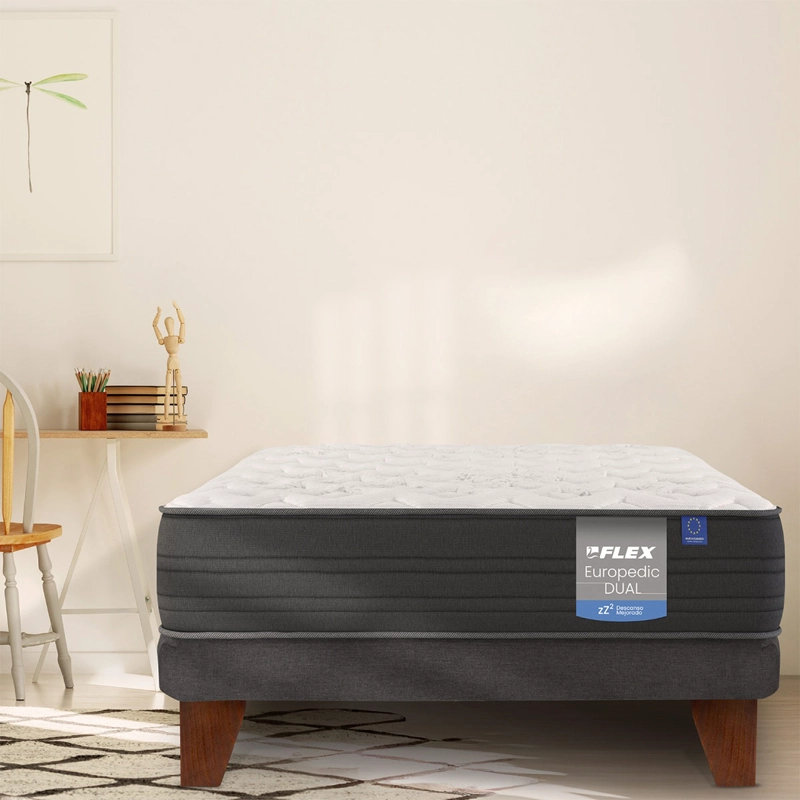 CAMA EUROPEA FLEX EUROPEDIC DUAL 1.5 PLAZAS + 1 ALMOHADA ROYAL - 5